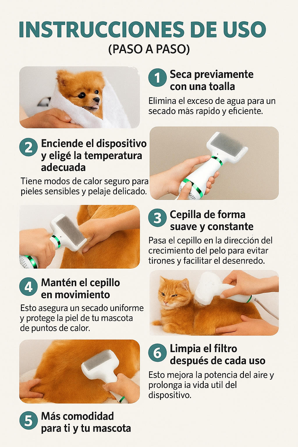 “⭐Seca y Desenreda  Tu Mascota En Minutos Sin Ruido Ni Estrés 🐶✨💫OFERTA HOY 89.900🔥